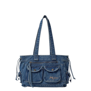 Retro Denim Cargo Tote